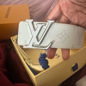 Louis Vuitton Ivory Belt with Silver Emblem